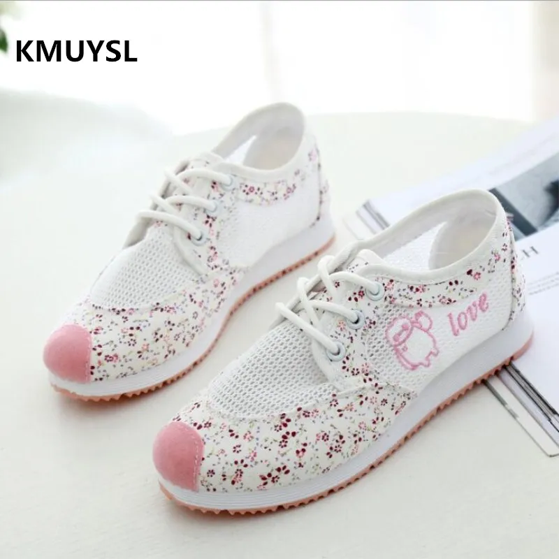 

Women Breathable Mesh Zapatillas Shoes Women Cute Style Hollow-out Sneakers Students Antislip Breathable Casual Shoes Wild Flats