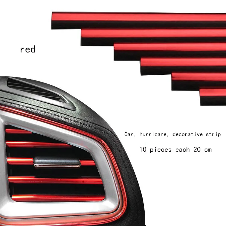 10 pcspliating воздуха на выходе отделка 20 см интерьер вентиляционное отверстие переключатель на решетке обода отделка на выходе украшение автомобиля аксессуары для интерьера - Название цвета: 10PCS red