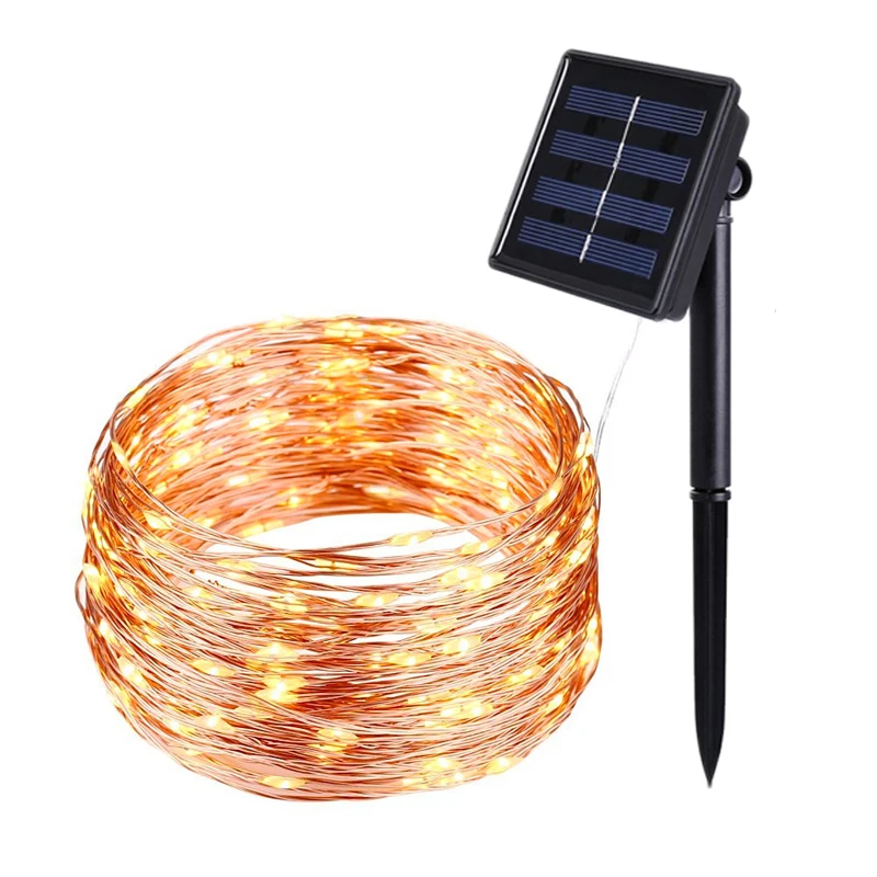 Copper Wire Outdoor Solar Powered LED String Lights 5M 10M 20M Waterproof Garland For Garden Wedding Christmas Landscape Decor 66 
