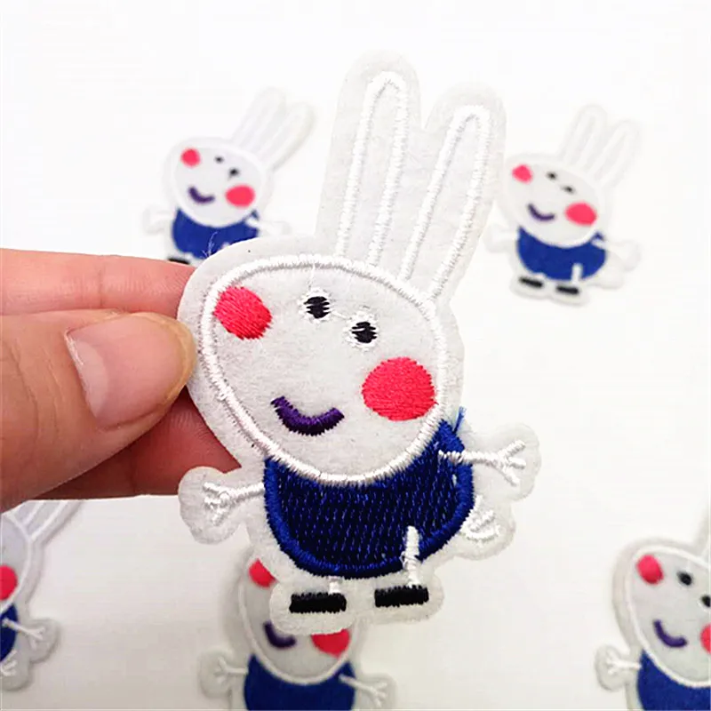 10Pcs Pink Pig Embroidered Patches For Clothing DIY Stripes Applique Clothes Stickers Iron on Creative Badge Pattern Sticker | Дом и сад