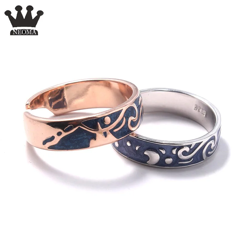 

Wedding Couple Rings For Women Van Gogh Oil Painting Works Enamel Ringen Artistic Romance For Marry Party Couple Jewelry Gift