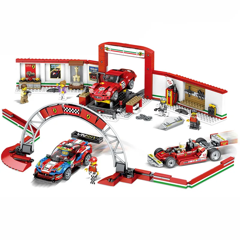 مدينة سوبر المتسابقين متوافق legoed المرآب سرعة أبطال الرياضة سباق المسار سباق سيارة اللبنات الطوب لعب الاطفال مجموعات