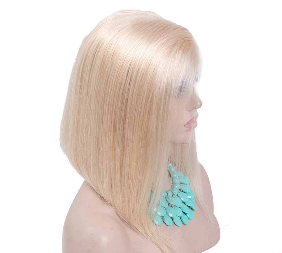 

7a short bob wig  virgin blonde wig full lace human hair wig blonde 613 brazilian blonde body wave lace front human hair wigs