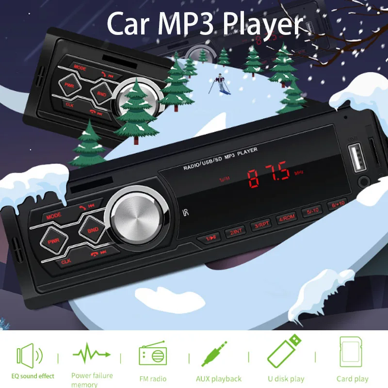 

1 Din Car Radio Auto Audio Stereo 12V Support FM Aux In Receiver USB MP3 Radio Player No Bluetooth with Remote Control Free Ship