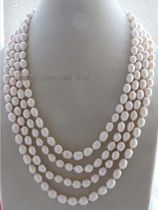 

A 100" Natural 12mm White Rice Pearl Necklace AALD1004