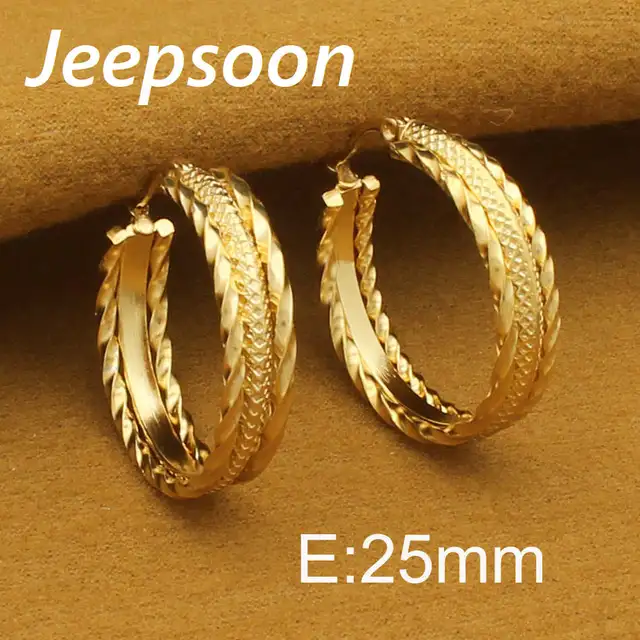 Fashion Stainless Steel Jewelry Round Twisted Texture Gold Earrings Fashion Stainless Steel Jewelry Round Twisted Texture Gold Earrings For Woman S Man Jeepsoon