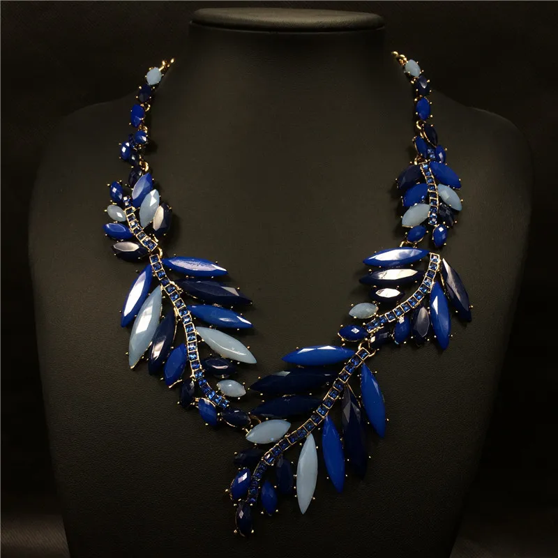 Luxury Resin Leaf Shaped Pendant Necklace Women Statement Necklaces Party Jewelry YaoXi | Украшения и аксессуары