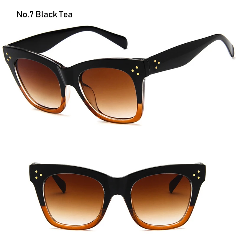 Womens Classic Retro Sunglasses Vintage Cat Eye Oversized Square Gradient Sun Glasses Shades Luxury Brand Designer Eyewear UV400