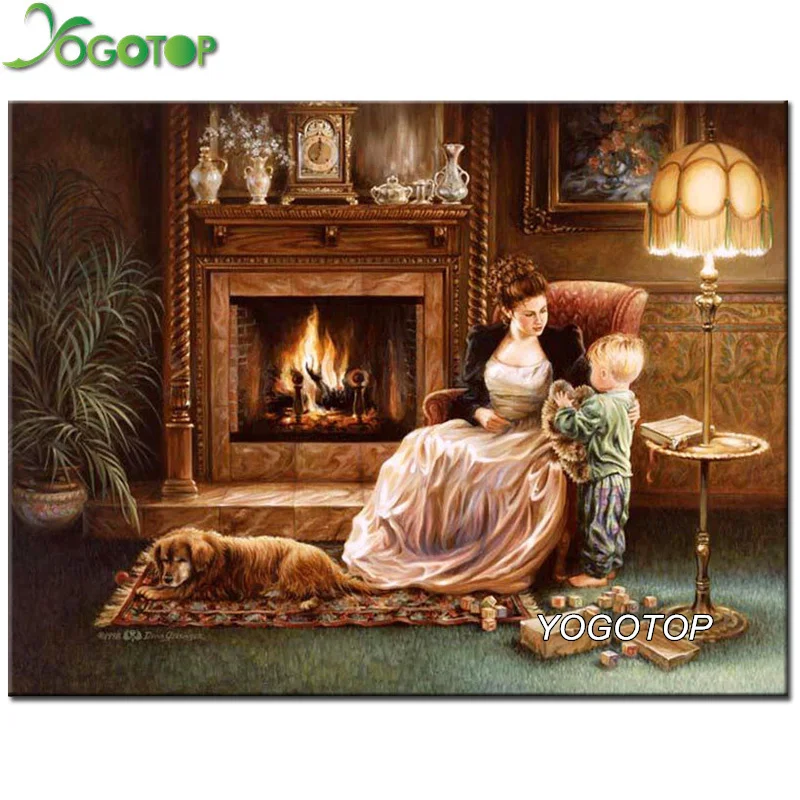 

YOGOTOP Square Diamond Mosaic Pattern Rhinestone Needlework Diy Diamond Painting Cross Stitch Warm home Diamond Embroidery VS682