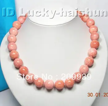 

free shipping 0053 GENUINE! NATURAL 16MM 19"ROUND PINK CORAL NECKLACE