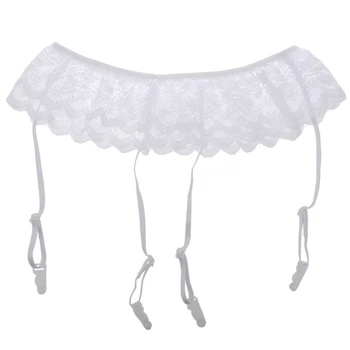 

Sheer Double-layer Lace Garterbelt Garter Belt Skirt - White