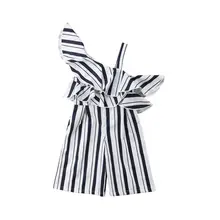 Модная одежда для маленьких девочек полосатый комбинезон