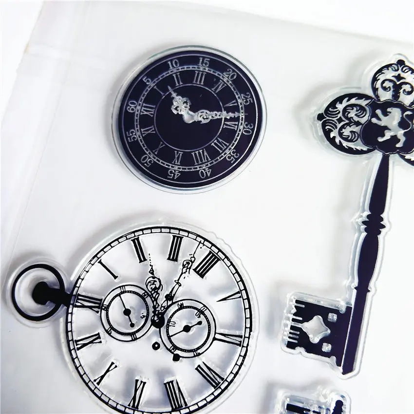 Прозрачный силиконовый штамп PANFELOU The clock key/печать для скрапбукинга/фотоальбома