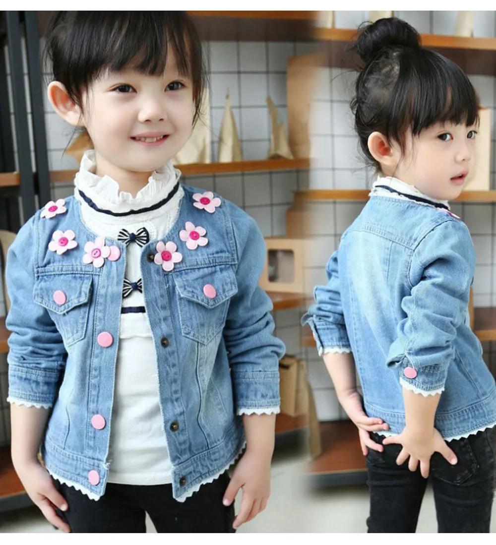 DIMUSI/джинсовые куртки для девочек; джинсовые пальто с цветочной вышивкой для маленьких детей; модная детская верхняя одежда; ветровка; джинсовые куртки; одежда