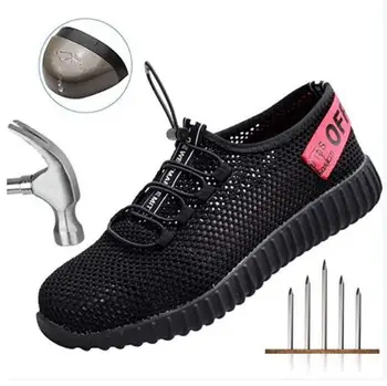 

Breathable Safety Shoes Men's Lightweight Summer Anti-smashing Piercing Work Sandals Single Mesh Sneakers Indestructible Shoes