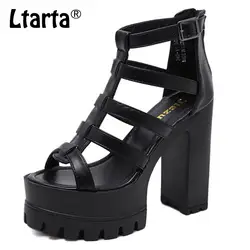 LTARTA/весенне-летняя модная женская обувь на высоком каблуке Водонепроницаемые босоножки на толстой платформе с открытым носком JXQ-360-11