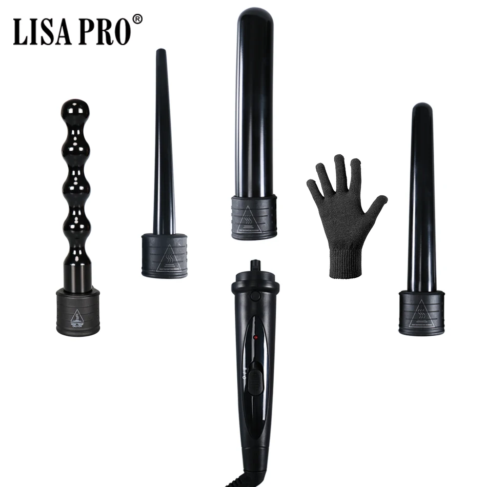 Kopen 4 in 1 Hair Curler Wand Verwisselbare Toermalijn Keramische Krultang Multi size Haar Styling Tools Set Dual Voltage