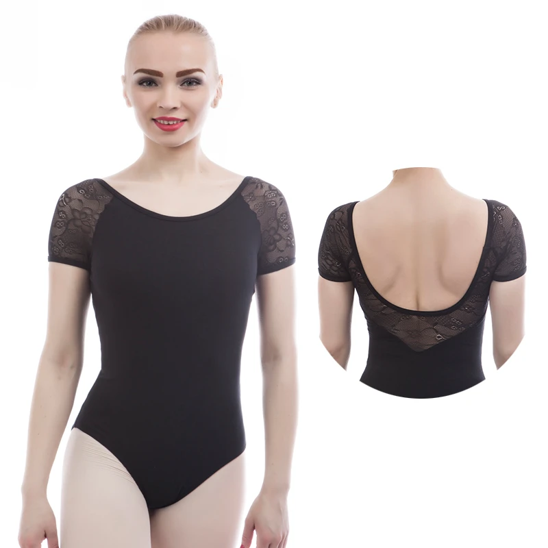girls black lace leotard