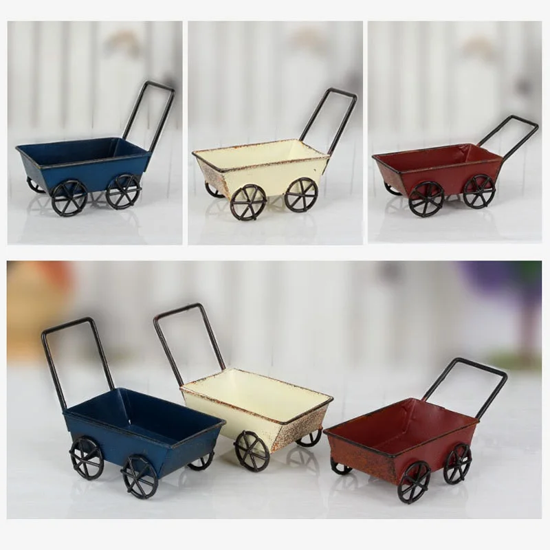 50pcs/lot Vintage Wrought Iron Trolleys Mini Handmade Carts Miniature