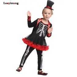 Для девочек Карнавальный костюм для Хэллоуина страшно Скелет Костюмы для косплея Для детей Хэллоуин вечерние костюмы Priate аниме вечерние