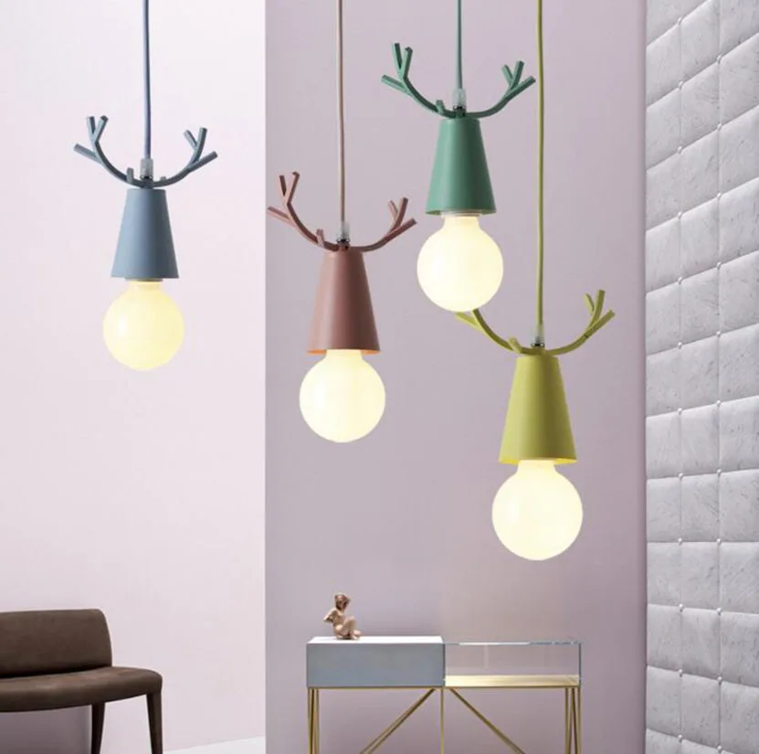

Nordic Minimalism Pendant Light Designer Creative Aluminum Lighting Colorful Fawn Art Lamp Children's Room lamp
