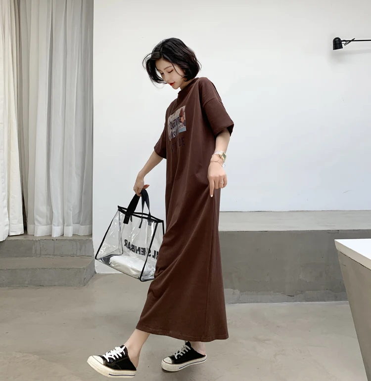 New 2020 Fashion streetwear letter words print maxi long dress boho beach sundress vestidos zomerjurk dames