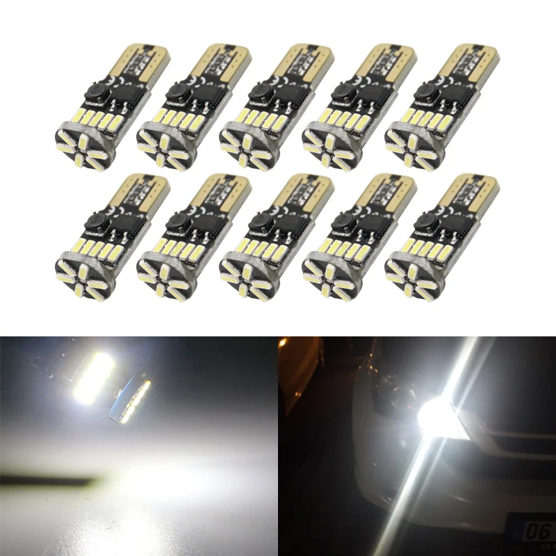 

CAN-bus Non Polarity Led Wedge Bulbs 10PCs T10 168 194 W5W Led Reading Parking Lights Lamp Trunk Lamps White Car-Styling