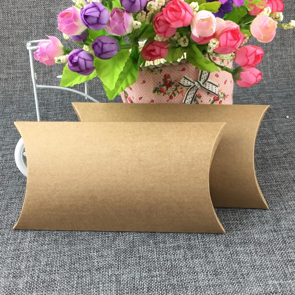 50PCS/Lot Kraft Paper Pillow Shape Box 18*10*3cm Jewelry Displays