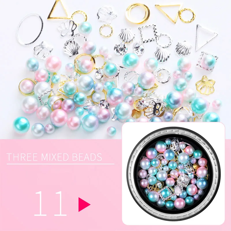 ROHWXY 3d художественные талисманы для ногтей, декоративные ногти, стразы, блеск для ногтей, пикси, кристалл, декоративный камень для ногтей, ювелирные изделия из кристаллов, жемчужные бриллианты - Цвет: 11