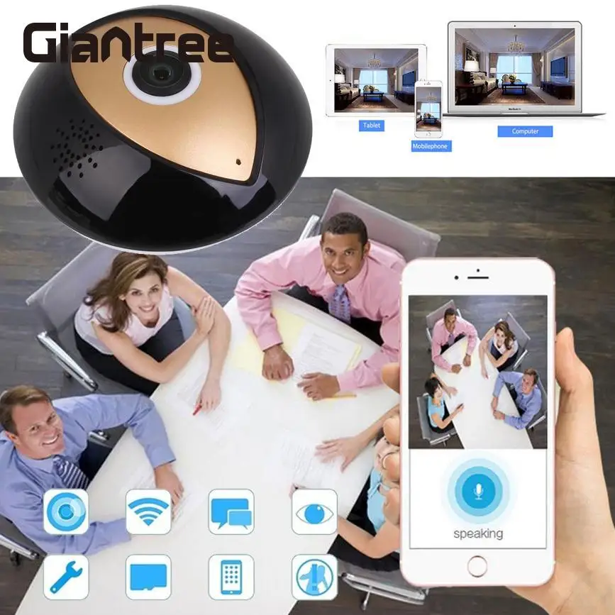 Giantree 360 градусов IP панорамный фотоаппарат рыбий глаз HD WiFi видеоняня домашняя