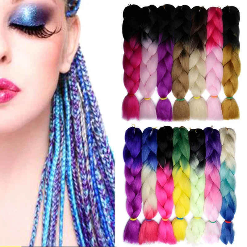 

24 Inch Silk Gradient Color Chemical Hair Scorpion 100g/Pack Braiding Hair Synthetic Crochet Hair Extensions For Party