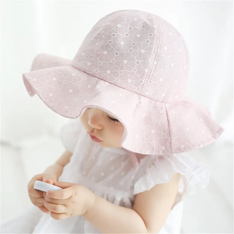 Новая Цветочная шапочка для новорожденного, для малыша, для маленькой девочки, шляпа, Пляжная Панама, Весенняя Детская летняя шапка для девочек, шляпа от солнца для малышей - Цвет: style 2 D