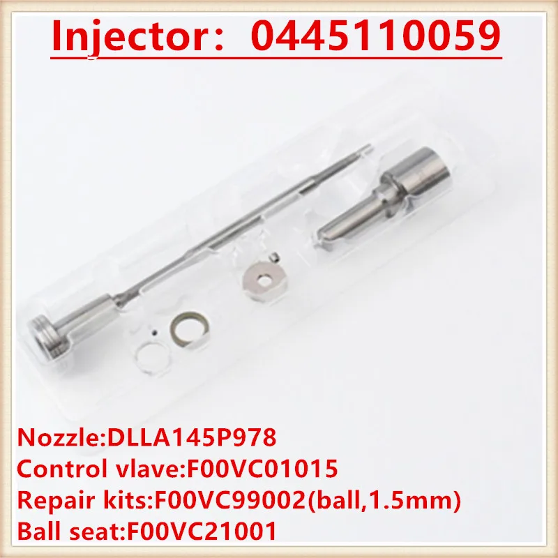 

Diesel injector repair kits nozzle DLLA145P978 valve F00VC01015, Sealing ring,Ball, Ball seat repair kits 0445110059