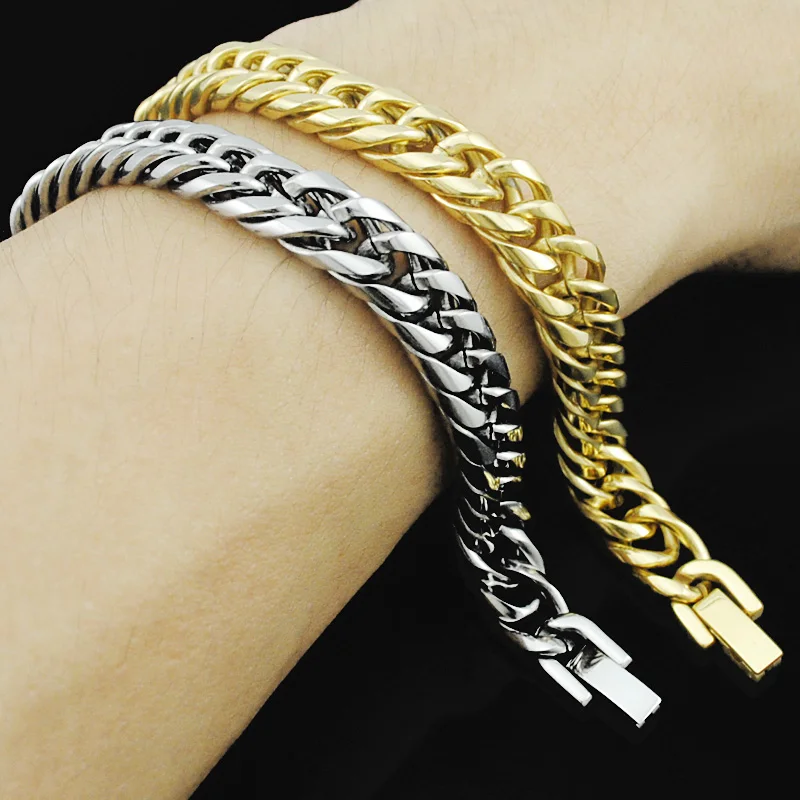 

22cm,9mm Punk Hot 316L Stainless Steel Bracelets Wristband Hand Chain Men's Women's JEWELRY Wholesale Fashion High Quality BB118
