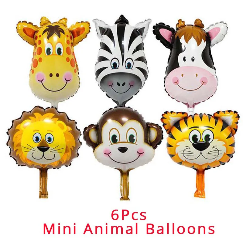 Lion King Jungle Safari Party Tableware Set Decor Tropical Theme Birthday Party Decoration Kids Gift and Favors Drinking Straws - Цвет: 6pcs Balloon