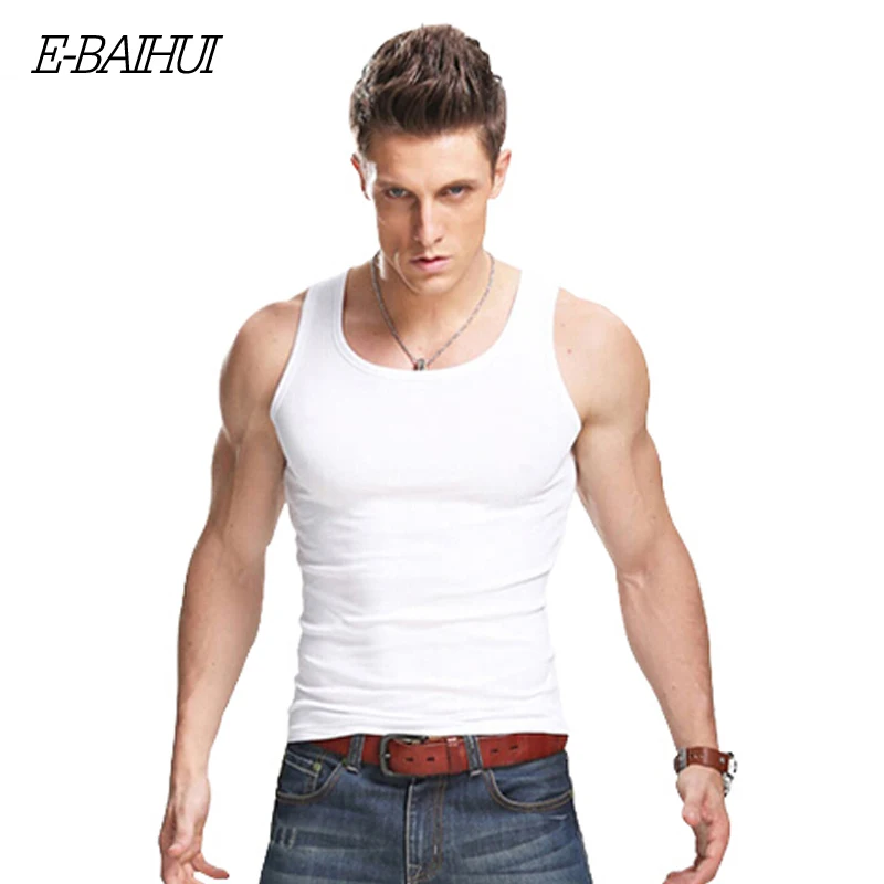 

E-BAIHUI Brand mens solid vest Summer Cotton Slim tops tees Tank Tops Clothing Bodybuilding man underwear Fitnes tank tops 22151