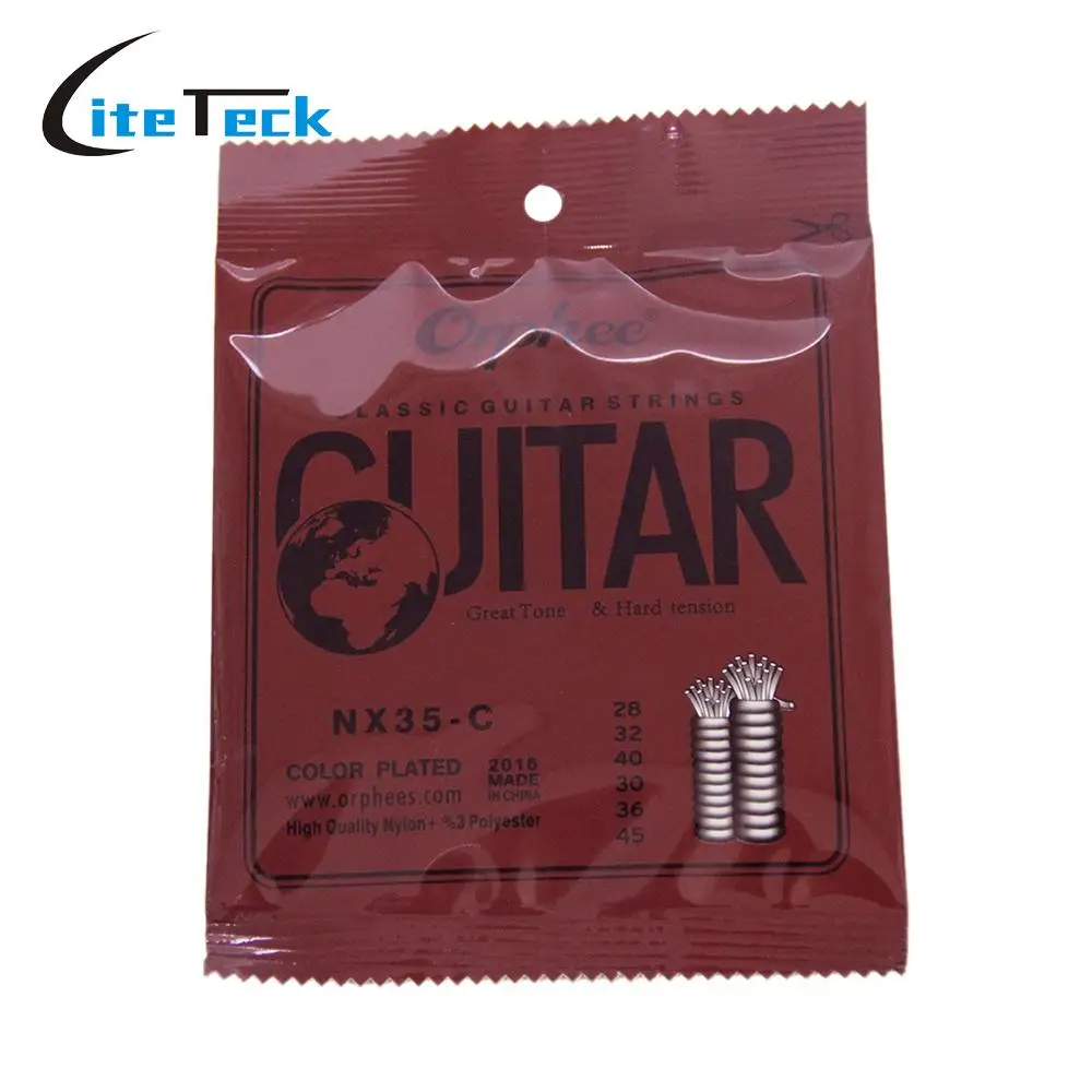 

Orphee NX35-C Nylon Classical Guitar Strings 6pcs Full Set Replacement (.028-.045) Nylon Core Color Steel Plated