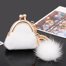 Christmas Gift Women Handbag Keychain Fur Plush Key Ring Holder Girls Bags Charm Women’s Jewelry Boutique Collections
