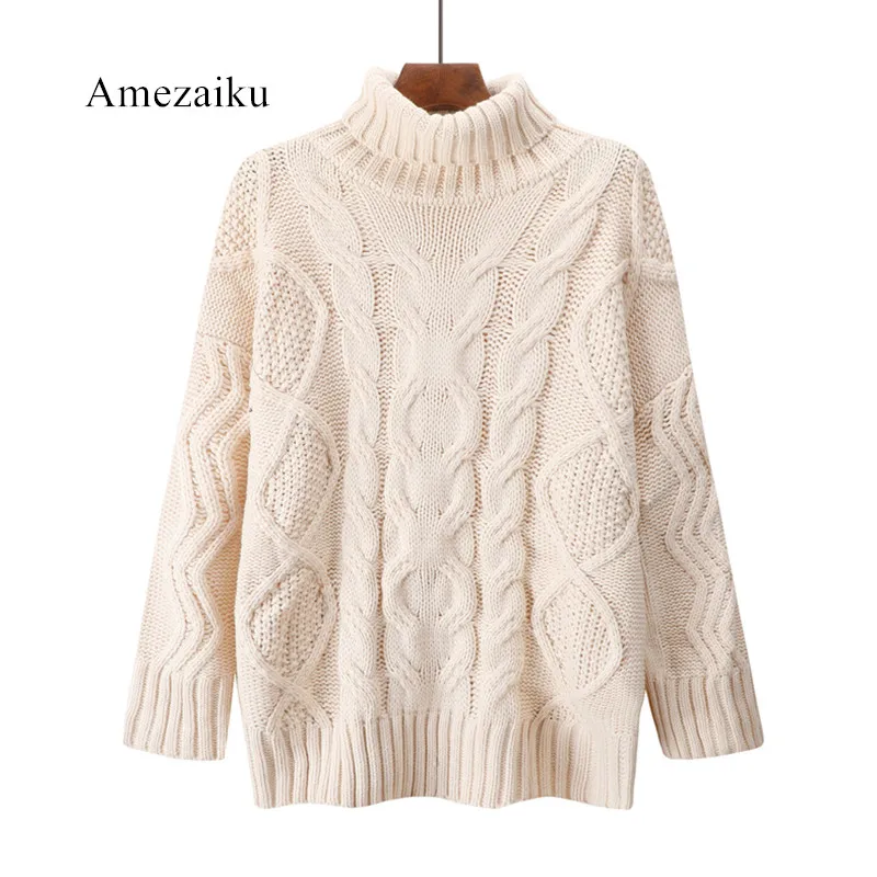 Women Sweaters Winter Turtleneck Warm Sweaters Pullover Knitter Wear purple Sweaters Pull over loose women tops Thicken