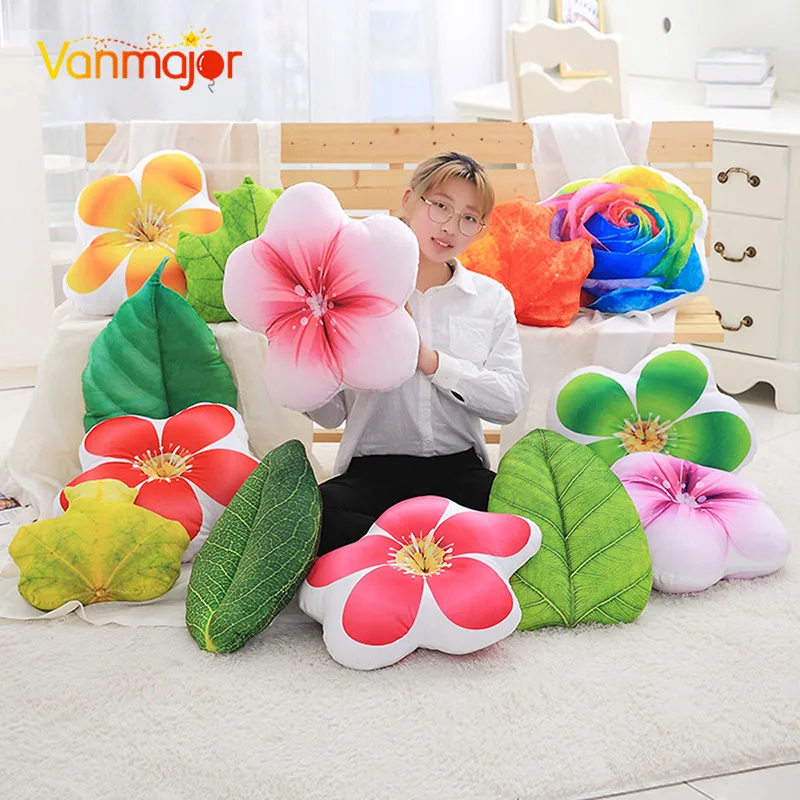 

Creative Simulation 3D Flower Pillow Plush Toy Leaf Cushion Doll Christmas Gift