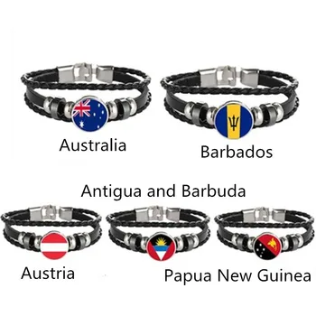 

Antigua and Barbuda, Austria, Australia, Barbados, Papua New Guinea Flag Multilayer Leather Bracelet Fashion Bracelet