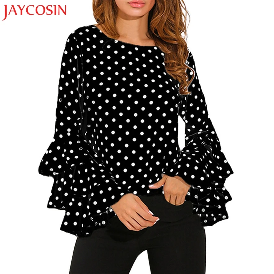 JAYCOSIN рубашка женская 2017 набор шарфов женская блузка casual повседневные женские топы с длинными расклешенными рукавами blusas femininas #30