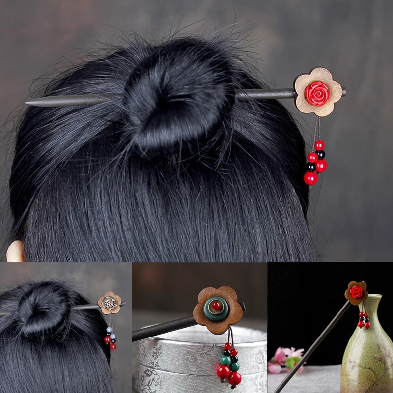 

Vintage Handmade Tassels Wooden Hair Pins For Women Gifts Ethnic Hair Sticks Hair Ornaments Fashion Hair Jewelry Accessories