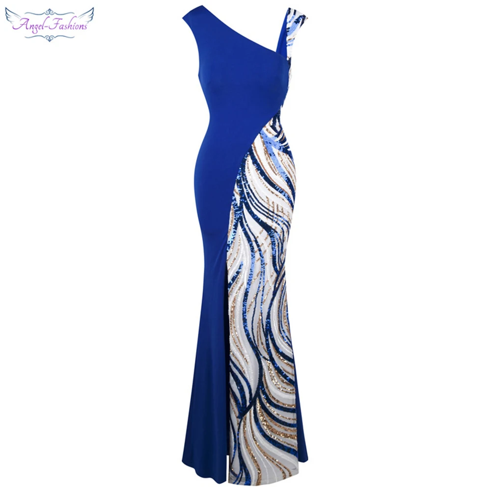 Angel fashions Women's Formal Evening Dresses Asymmetric V neck