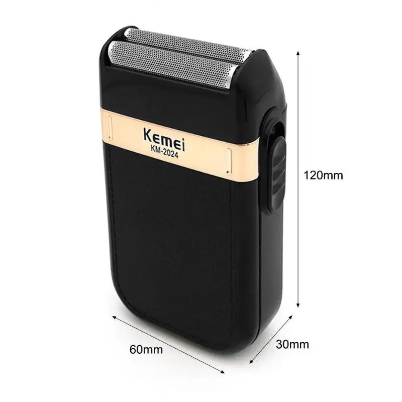Kemei KM-2024 электробритва для Для мужчин Twin лезвие Водонепроницаемый электробритва USB Перезаряжаемые бритвенный станок триммер волос
