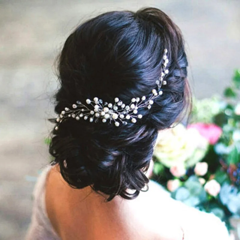 Women Hairpins Elegant Wedding Hair Combs for Bride Crystal Rhinestones Pearls Bridal Headpiece Hair Jewelry Accessories