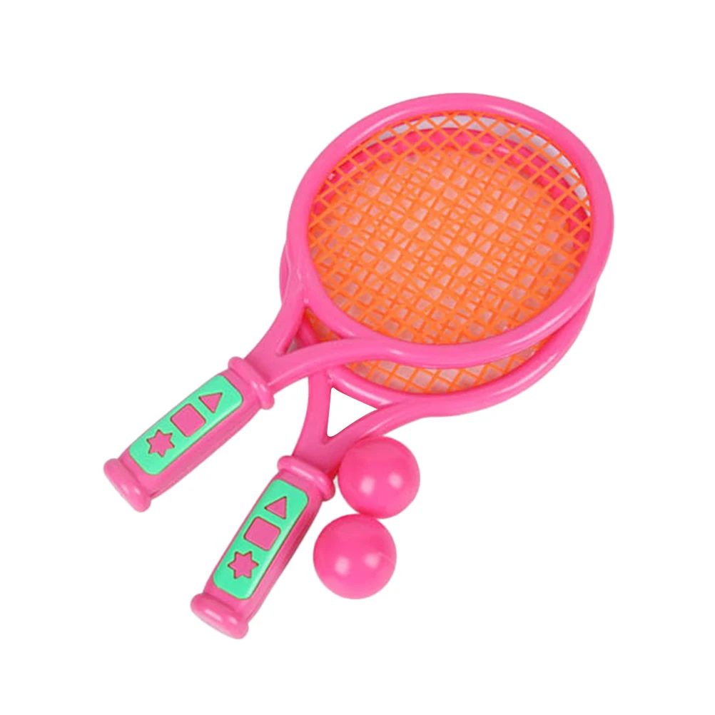 2 комплекта маленьких размеров, Детская теннисная ракетка для детского сада, Спортивная пластиковая Теннисная ракетка с теннисными шариками(розовый+ зеленый