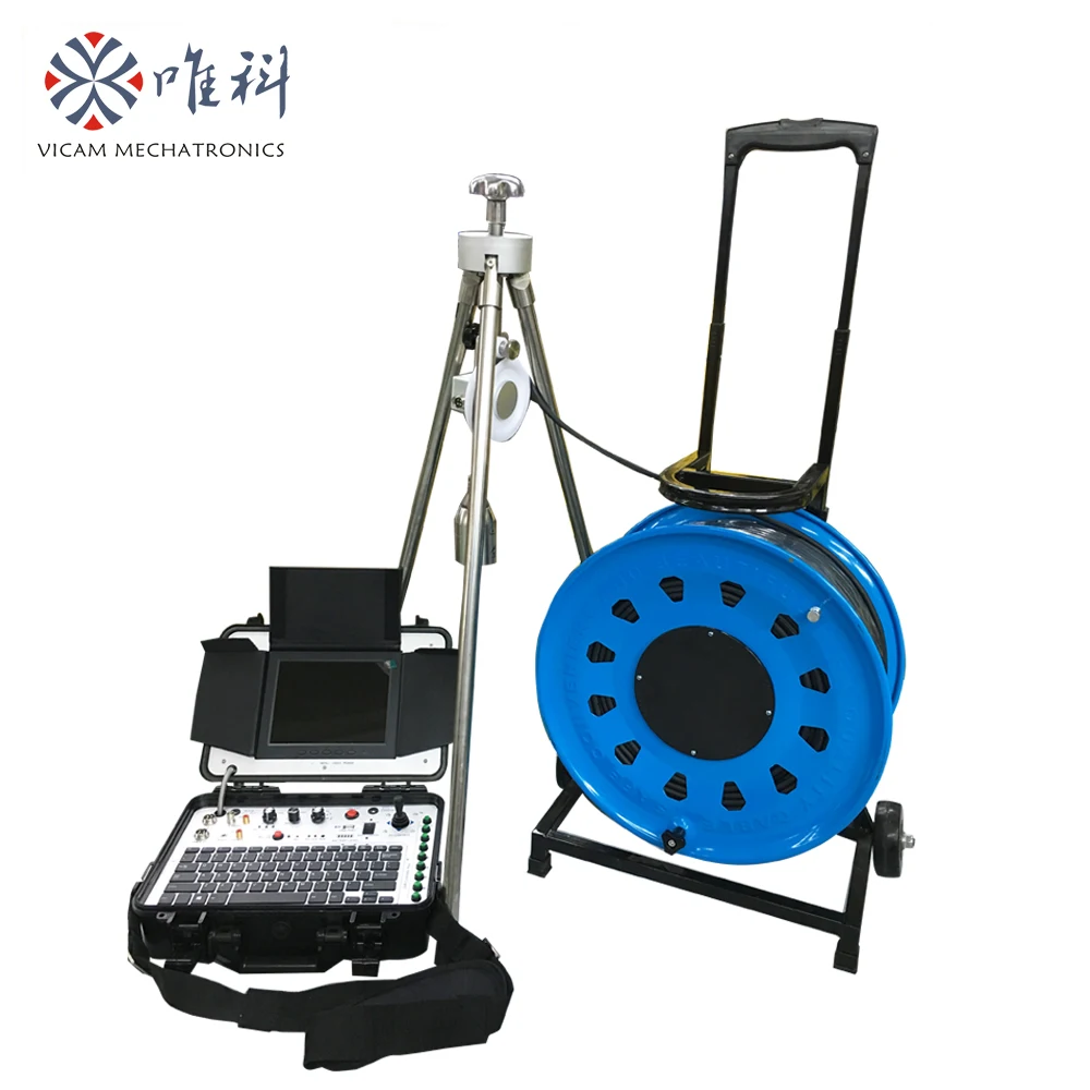 

Vicam 200m cable water well camera borehole camera with 55mm waterproof 10bars camera and digital meter counter function V8-100