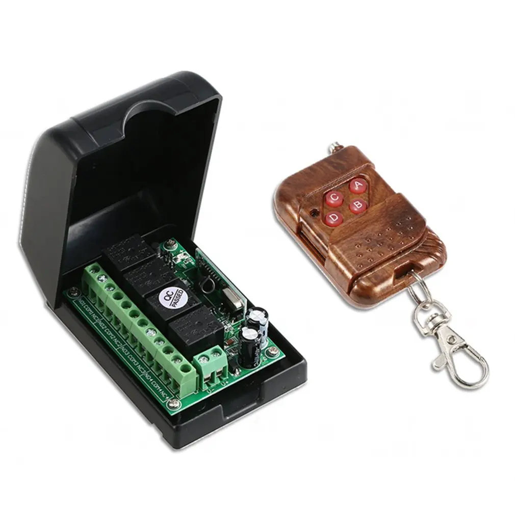 

Wireless 12V 4 Channels Receiving Module Learning Switch & 4-Key Remote Controller Multi-functional Set