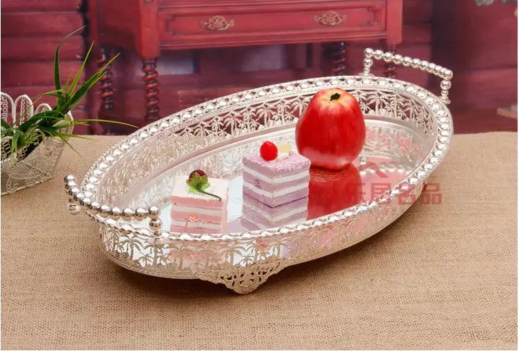 5030cm large size home storage supplies fruit tray decoration oval decorative serving trays silver - Decorative Serving Trays 5030cm large size home storage supplies fruit tray decoration oval decorative serving trays silver - Decorative Serving Trays